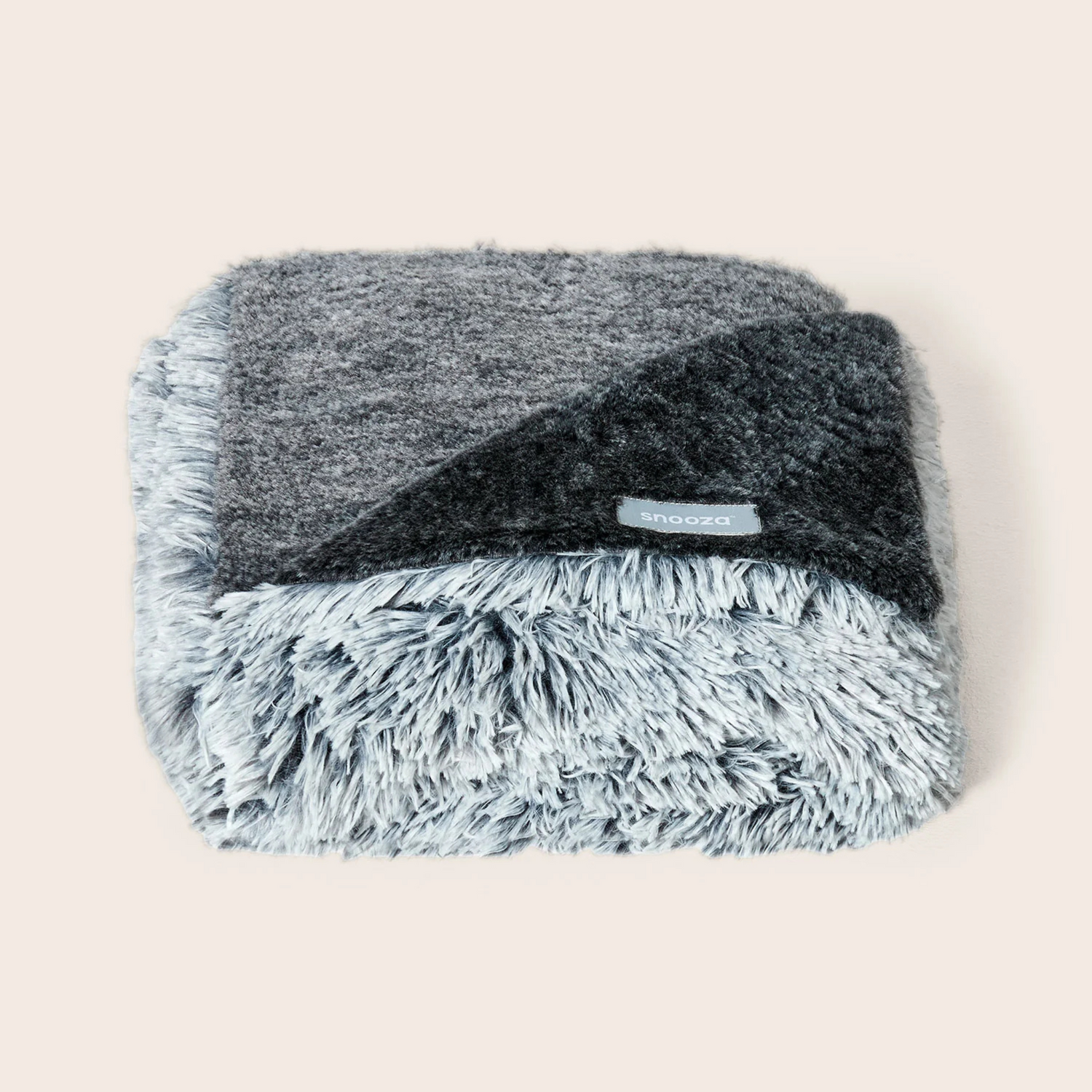 Gray dog blanket on white background.