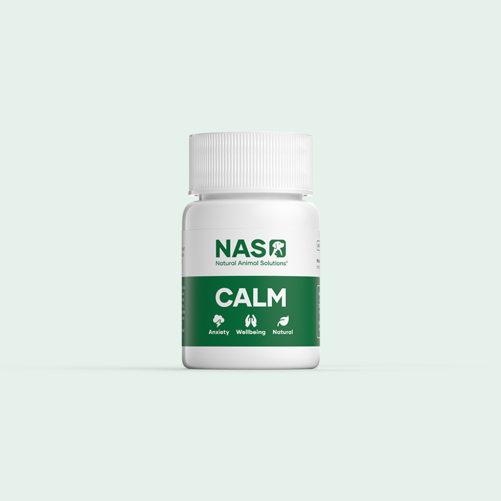 NASR Calm supplement bottle on a light gray background