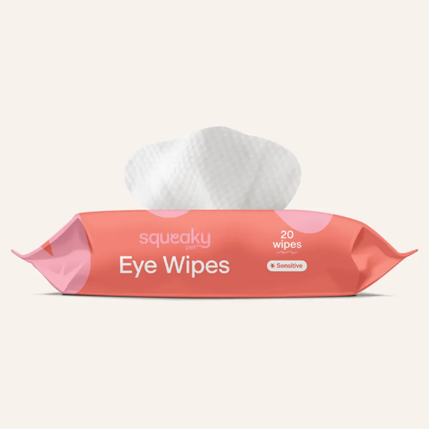 Package of Squeaky Eye Wipes on a light beige background