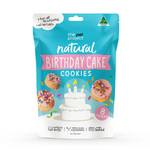 Package of 'the pet project' natural birthday cake cookies on a white background