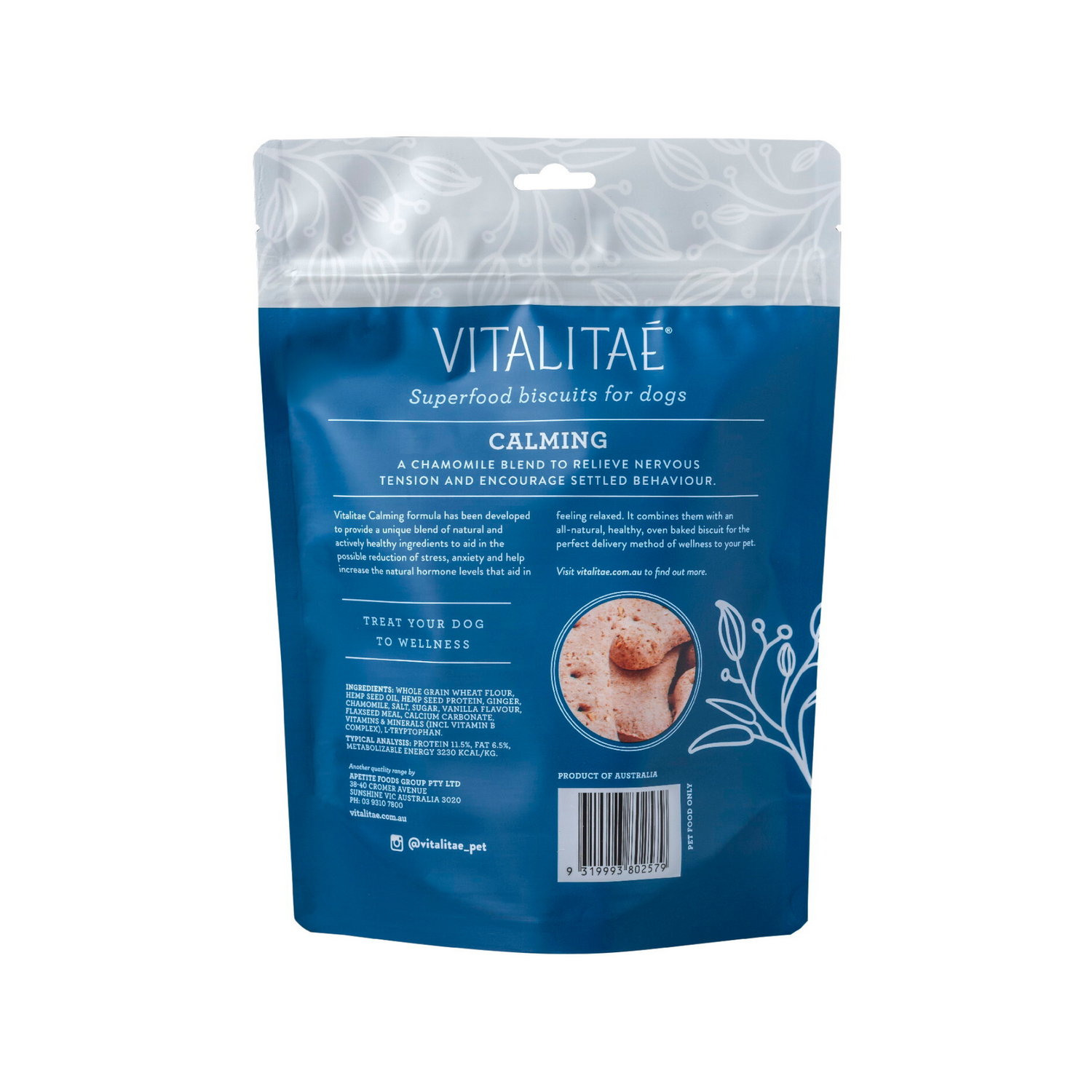Vitalité dog biscuits packaging on a white background