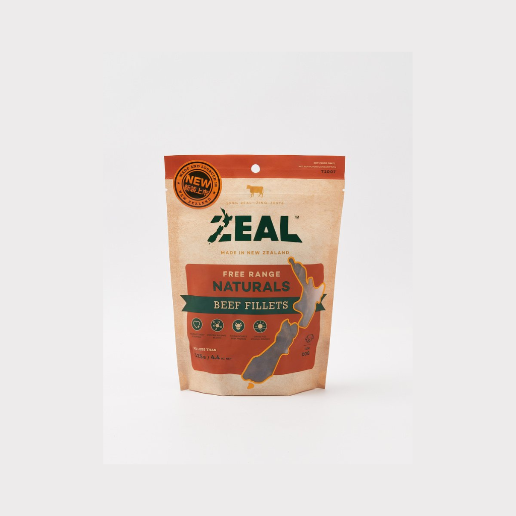 Zeal free range beef fillets packaging on a white background
