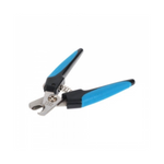 Nail clippers with blue and black handles on a white background