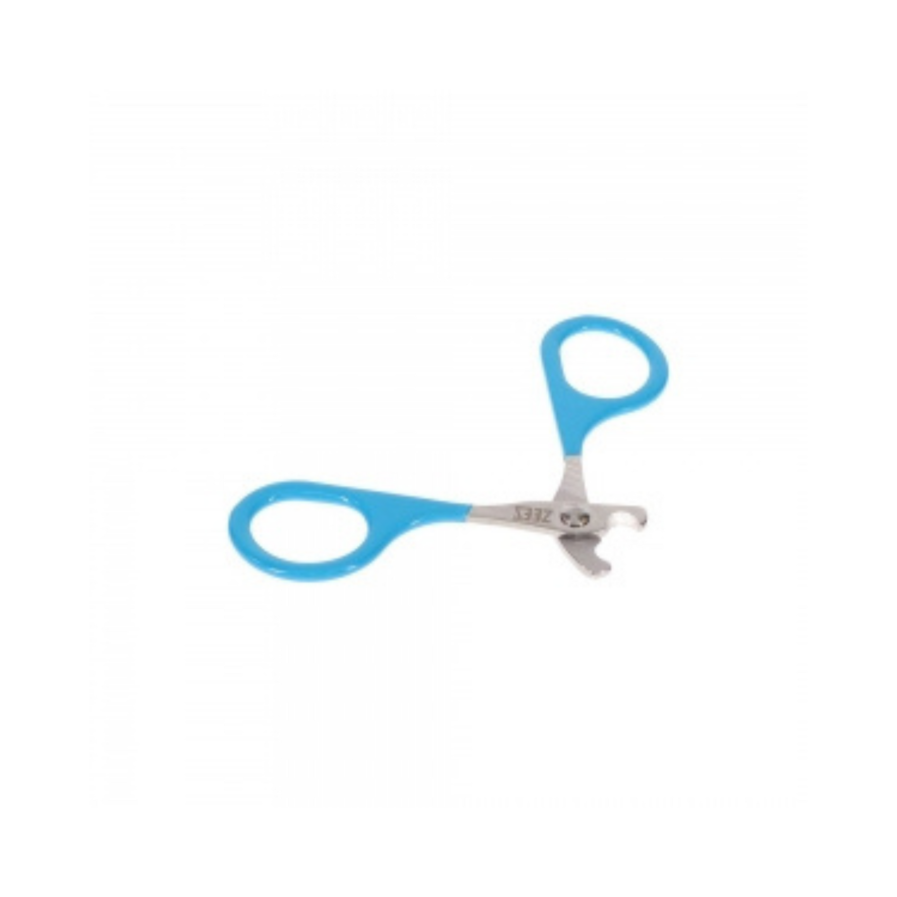 Blue-handled scissors on a white background